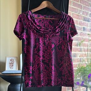 Rafaella Pink Ruched Short Sleeve Blouse